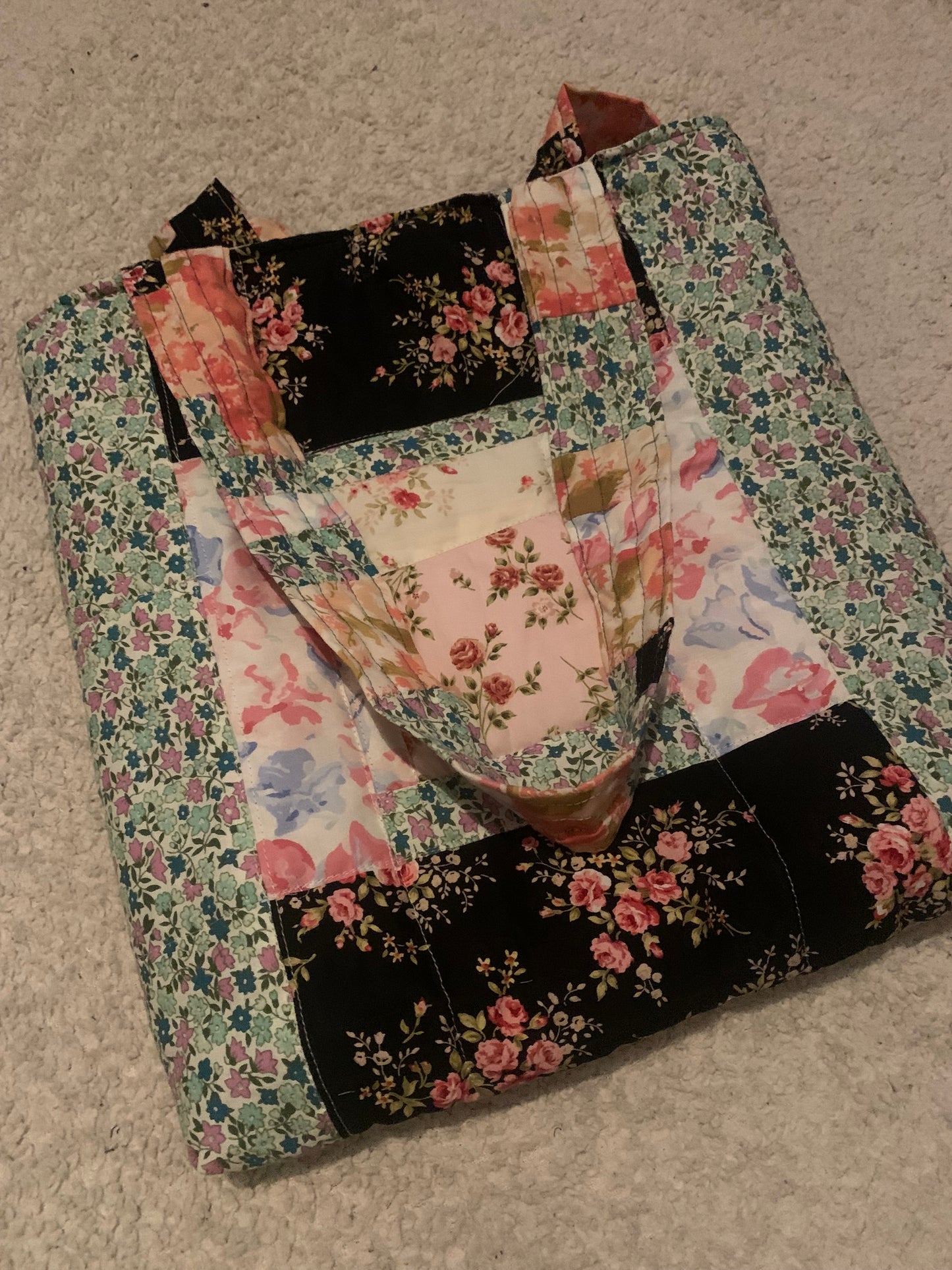 Quilted Patchwork scrap tote bag