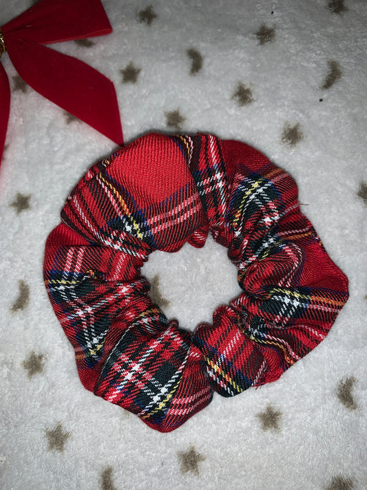 Red tartan scrunchie