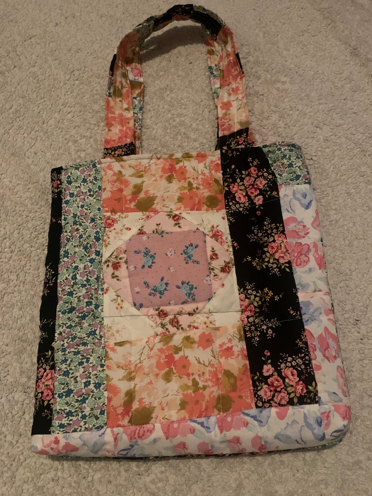 Quilted Patchwork scrap tote bag