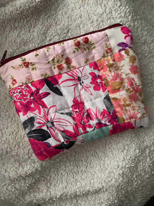 Quilted Patchwork scrap zipper pouch