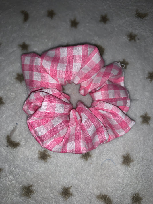 Pink gingham scrunchie