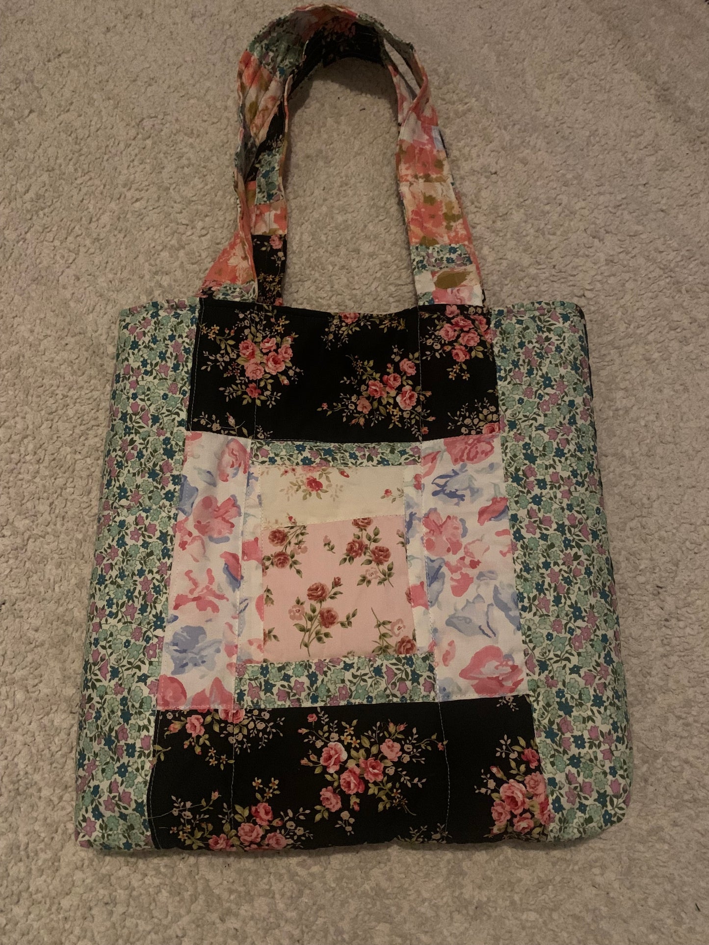 Quilted Patchwork scrap tote bag