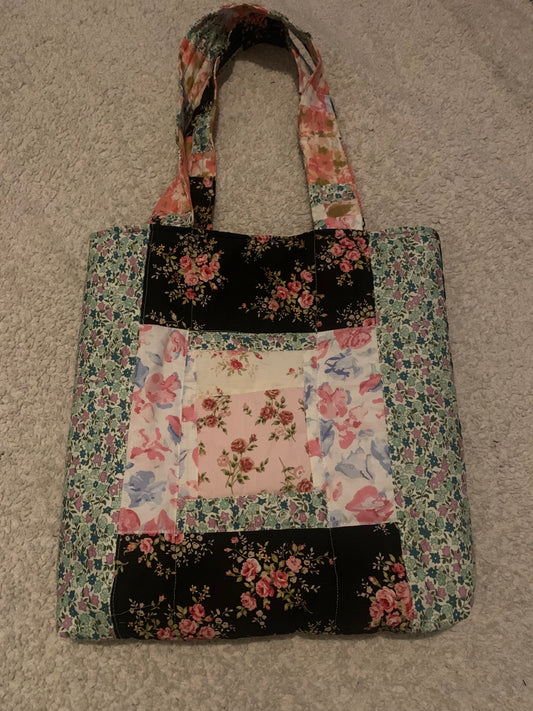 Quilted Patchwork scrap tote bag