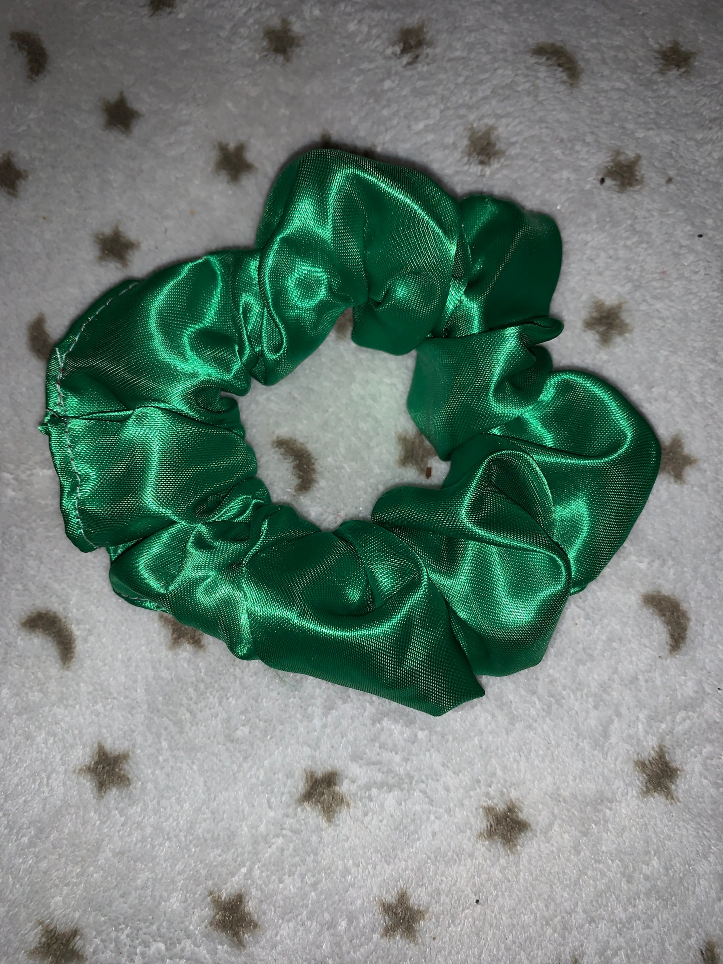 Green satin scrunchie