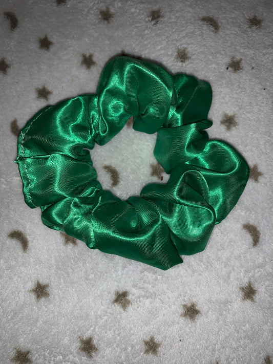 Green satin scrunchie